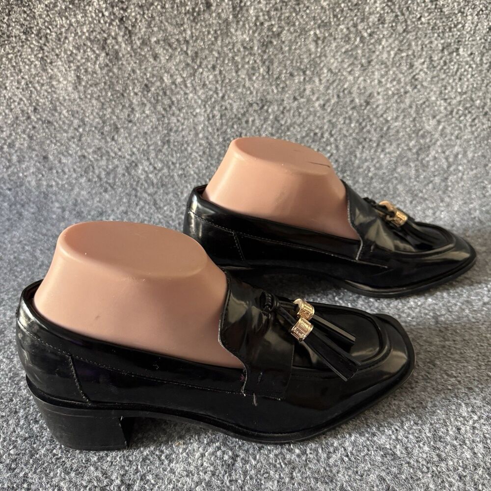 Franco Sarto Donna Block Heel Tassel Loafers Black US 7M L-DONNA Patent Leather